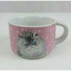 Pier1 Imports Stoneware Pink Polka Dot Cat Kitten Coffee Cup Mug 2.5" Tall
