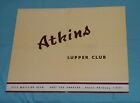 Vintage Atkins Supper Club Restaurant Menu East Los Angeles California