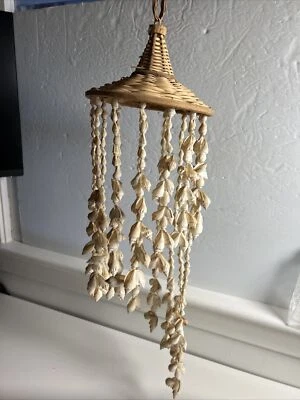 Campanas de viento móviles colgantes vintage concha de mar playa océano decoración boho 22" de largo Foto 1 de 4