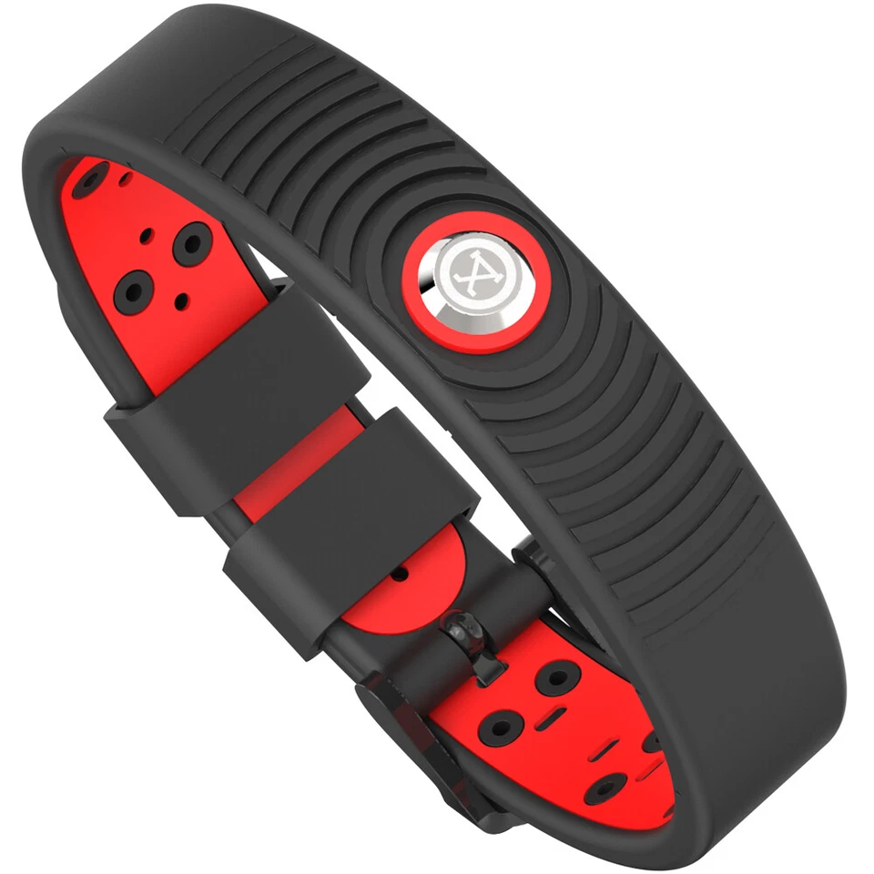 PROEXL 18K SPORTS MAGNETIC BRACELET - WATERPROOF - BREATHABLE STRAP - BLACK-RED Foto 1 de 4
