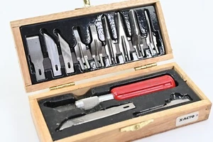 Vintage X-Acto XACTO Werkstattmesser kleines Werkzeugset in Holzbox komplett - Bild 1 von 4
