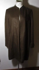 Linen LANDS'END Brown 100% Linen Midi Wrap Coat Size 14 - Picture 1 of 6