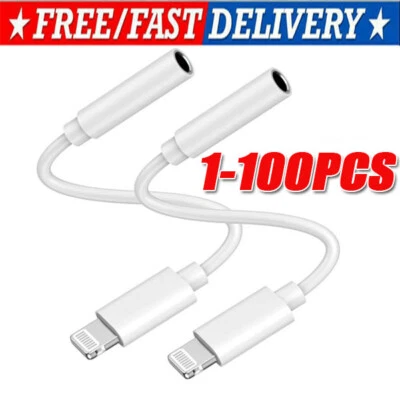 For iPhone Headphone Adapter Jack 8Pin to 3.5mm Aux Cord Dongle Converter lot - Image 1 of 4