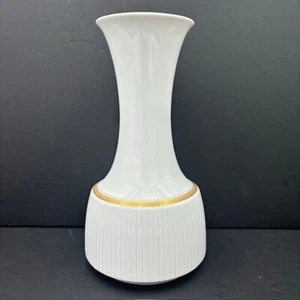 Rosenthal Vase Germany Modulationslinie signiert von Tapio Wirkkala Gold Weiß Dekor - Bild 1 von 9