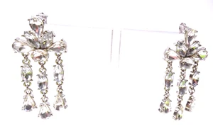 Banana Republic Women's Silver Crystal Fan Chandelier Earrings NWT 48 - Picture 1 of 6
