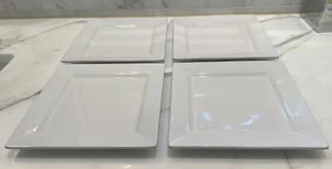 The Palm Restaurant lot four (4) white Square stoneware dinner plates EUC - Picture 1 of 7