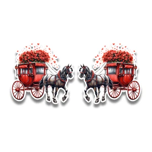 2x Small Horse and Cart Valentine's Day Vinyl Sticker Decals Scrapbook 60x59mm - Bild 1 von 1