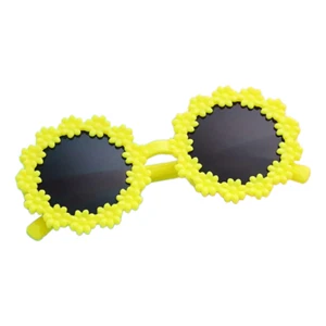 Yellow Flower Sunglasses Toddler Kid Casual Round Tinted Sun Shades New - Picture 1 of 5