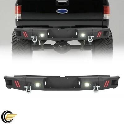 For Toyota Tundra 07-2013 New Steel Rear Bumper Textured W/ Spotlights + D-Rings - Image 1 of 4