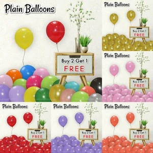 Plain BALLOONS 20 X10" Shiny Bright Birthday Weddings Anniversary Party Decor UK - Picture 1 of 43