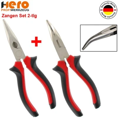 HERO PROFIWERKZEUG Spitzzange Radiozange Zangen 2-tlg Set gerade gebogen Telefonzange HERO