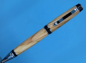 Artisan Cigar Ballpoint Pen in Chrome Finish with Select Olivewood Barrel - Picture 1 of 9
