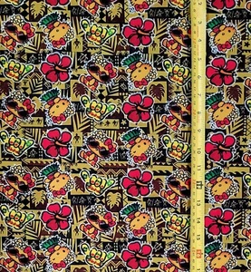 HELLO KITTY ALOHA HAWAII TRIBE FABRIC (HALF-YARD OR 1-YARD) - Picture 1 of 4