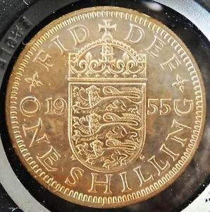 1 Shilling 1955 Great Britain *GEM UNCIRCULATED* *RAINBOW TONING* KM# 904 - Picture 1 of 4