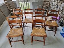 Vintage Hitchcock Style Maple Side Chairs Rush Seat Set Of 6