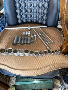 Snap-On Tools 28 Pc Lot Sockets Extension vintage tool - Picture 1 of 19