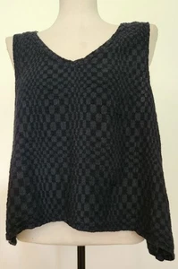 FLAX Linen Black Top Womens Lagenlook Boho Minimalist Beachy Resort Tank Sz S - Picture 1 of 11