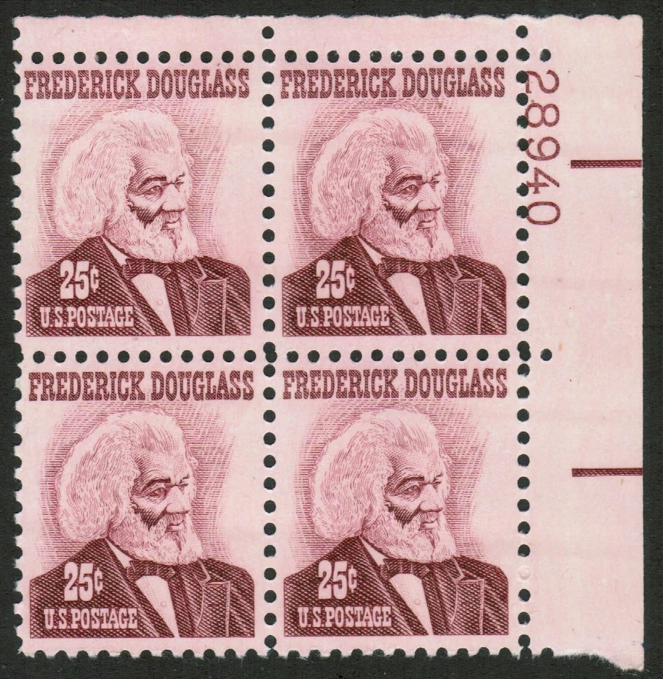 US USA Sc# 1290 MNH FVF PLATE # BLOCK Frederick Douglass shiny gum untag - Image 1 of 1