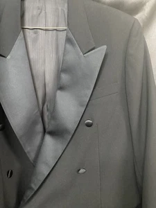 Givenchy Monsieur Vtg Mens Double Breasted Tuxedo Blazer Sz 48 Blk Pts 34”X34” - Picture 1 of 4