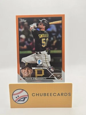 2023 Topps Series 1 1st Edition Travis Swaggerty Orange Foil 16/75 Pirates - Image 1 of 3