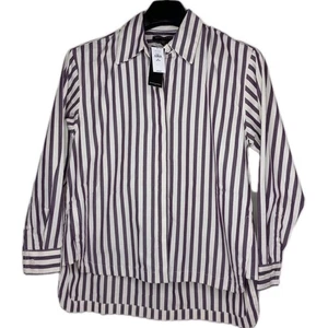 Banana Republic Damen Hemd mit Knopfleiste weiß lila gestreift zierlich Größe X-Small - Bild 1 von 13