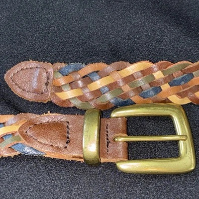 Cinturón Trenzado Cuero Talla XXL 50" L Tejido Marrón Tostado Azul Marino Verde Oliva Unisex Foto 1 de 4