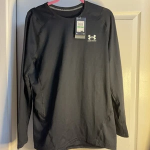 Under Armour 1366068 Mens ColdGear® Armour Fitted Crew Long Sleeve Black Sz L - Picture 1 of 12