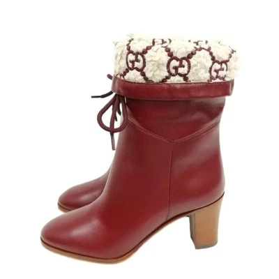 GUCCI ботинки каблук кожаный Бордо EU35/US5 109237c - Изображение 1 из 4