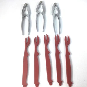 Seafood Tools 3 Crab Crackers 5 Cracker Shellers Metal Plastic - Picture 1 of 4