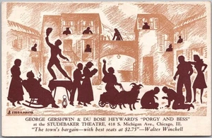 Chicago Ill. 1943 Theaterstück Werbepostkarte PORGY & BESS im Studebaker Theater - Bild 1 von 2