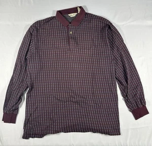 Polo vintage Eddie Bauer uomo taglia Lrg marrone a quadri manica lunga golf rugby - Foto 1 di 9
