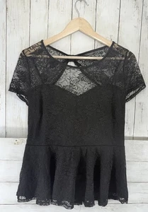 Blusa de encaje negra Cottagecore recortada en la espalda forrada talla grande 3X para mujer forever 21 - Imagen 1 de 16