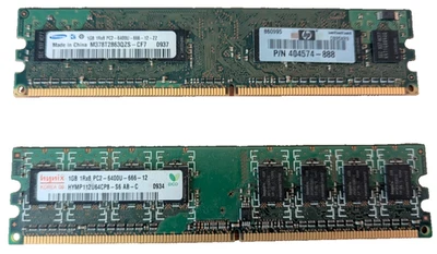 2GB (2×1GB) PC2-6400U DDR2-800 Desktop RAM Kit – Samsung + Hynix - Image 1 of 3