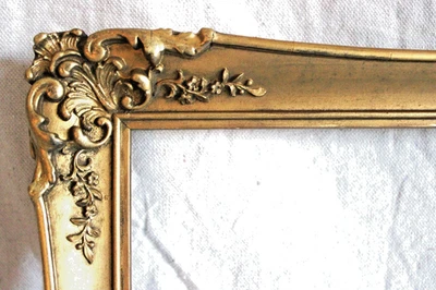 ANTIQUE FITS 16 X 20 FRENCH BAROQUE GOLD PICTURE FRAME WOOD VICTORIAN ORNATE - Image 1 of 4