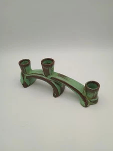 Frankoma Pottery Prairie Green Plainsman Long Triple Candle Holder 306 USA - Picture 1 of 8