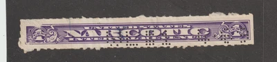 Scott #RJA79b VF Perfin WL 12-4-69 PURPLE 1¢ NARCOTIC TAX STAMP ROULETTED-7 - Image 1 of 2