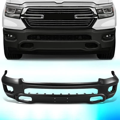 For 2019-2024 Ram 1500 Front Bumper Face Bar w/ Fog Light Holes Black Steel - Image 1 of 4
