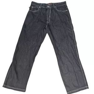 Rock & Roll Denim Jeans Slim Straight Contrast Stitching Black Wash 36x32 - Picture 1 of 9