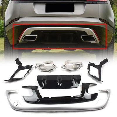 Difusor de parachoques trasero con puntas de escape plateadas para Land Range Rover Velar 2017-2019 Foto 1 de 4