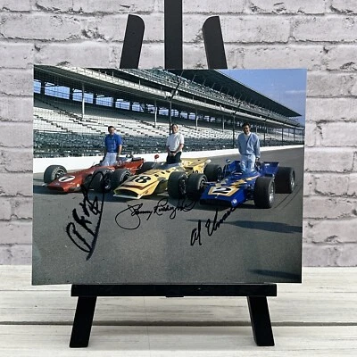 Foto a color firmada por AJ Foyt, Johnny Rutherford, Al Our 1970 Indy 500 Foto 1 de 4