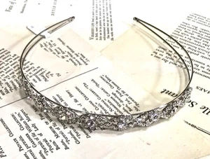 BHLDN Headband Jeweled Silver Tone Clear Crystal Bridal Sample Double Band NWT - Picture 1 of 4