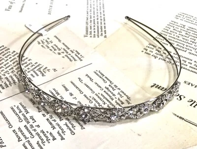 BHLDN Headband Jeweled Silver Tone Clear Crystal Bridal Sample Double Band NWT - Image 1 of 4