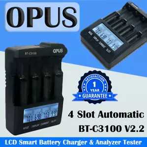 OPUS BT-C3100 V2.2 4-Slots LCD Smart Battery Charge Lithium NiMH Analyser Tester - Picture 1 of 5