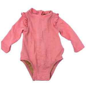 Old Navy Baby Girl 0-3 months One Piece Swimsuit Long Sleeve Pink Back ZIp 