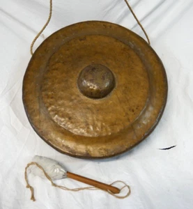 GRAN Gong Templo Pezón Birmano Bronce 20 Pulgadas Diámetro - ¡Hecho a Mano! - Imagen 1 de 9