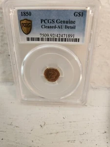 1850 Gold Liberty Head One Dollar PCGS Cleaned AU Detail - Picture 1 of 4