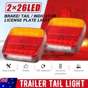 2x Square Led Stop Indicator Trailer Tail Lights Truck Caravan Lamp Number Light - Picture 1 of 12
