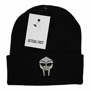 Actual Fact MF Doom Mask Hip Hop Bobble Black Beanie Hat - Picture 1 of 2