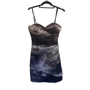 BCBG MAXAZRIA Winnie Gray Black Ruched Mesh Mini Strapless Dress Women’s 4 Y2K - Picture 1 of 9