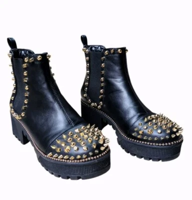 Cape Robbin золото колючий панк Moto Chelsea без застежек черный платформе ботинки женщин 7 - Изображение 1 из 4